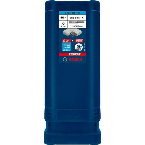 Ударний бур по бетону Bosch EXPERT SDS-Plus-7X 6x100x165 мм (50 шт.) (2608900191)
