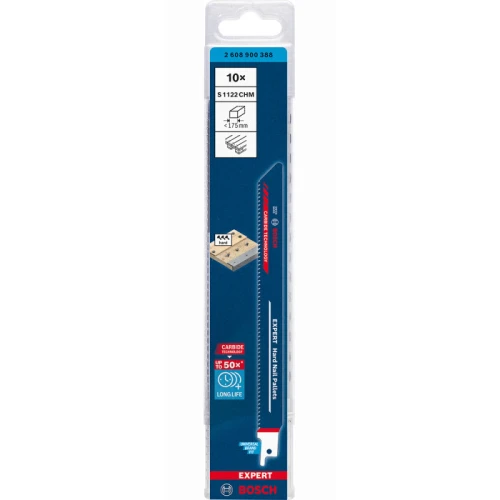 Пиляльне полотно по дереву з металом Bosch Expert Hard Nail Pallets S1122CHM 1.0x19x225 мм (10 шт.) (2608900388)