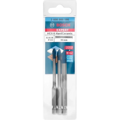 Набір свердел по кераміці Bosch Expert HEX-9 Hard Ceramic (3 шт.) (2608900595)