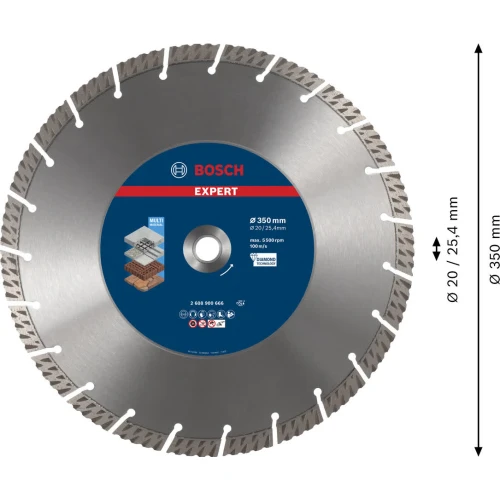 Алмазний відрізний диск Bosch Expert MultiMaterial 350x3.3x25.4 мм (2608900666)