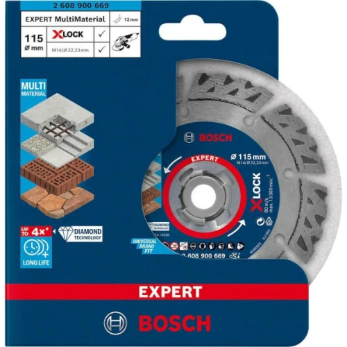 Алмазный отрезной диск Bosch Expert MultiMaterial X-Lock 115x2.4х22.23 мм (2608900669)