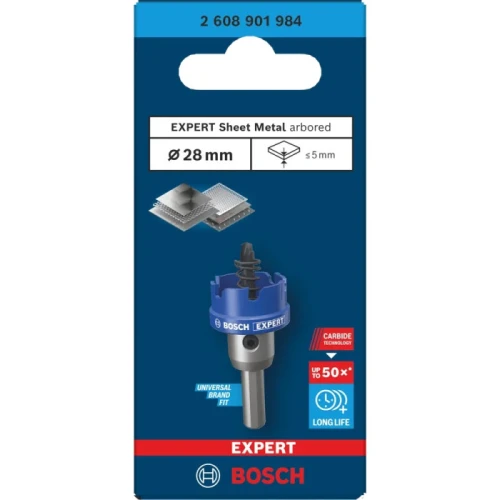 Коронка з центрувальним свердлом і хвостовиком Bosch Expert Sheet Metal arbored 28x5 мм (2608901984)