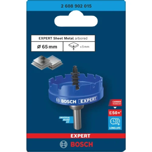 Коронка з центрувальним свердлом і хвостовиком Bosch Expert Sheet Metal arbored 65x5 мм (2608902015)