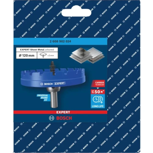 Коронка з центрувальним свердлом і хвостовиком Bosch Expert Sheet Metal arbored 120x5 мм (2608902024)