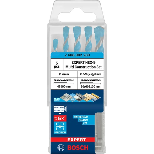 Набор сверл по бетону Bosch Expert HEX-9 Multi Construction (5 шт.) (2608902289)