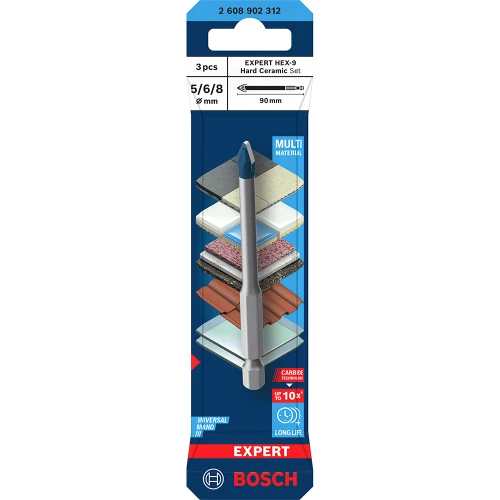 Набор сверл по керамике Bosch Expert HEX-9 Hard Ceramic (3 шт.) (2608902312)