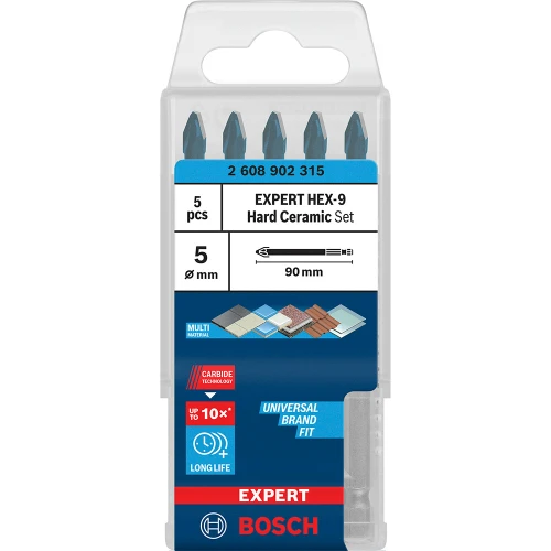 Сверло по керамике Bosch Expert HEX-9 Hard Ceramic 5x90 мм (5 шт.) (2608902315)