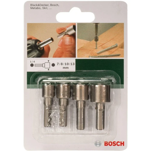 Набор торцевых магнитных головок для саморезов Bosch SW7 / SW8 / SW10 / SW13 (4 шт.) (2609255904)