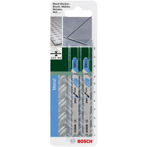 Полотно пильное по металлу Bosch Basic for Metal HSS T 118 B 1.9x2.3x91 мм (2 шт.) (2609256730)