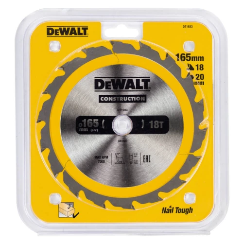 Диск пильний DeWALT СONSTRUCTION 165x20x18T (DT1933)