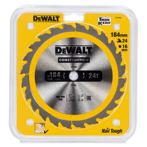 Диск пильный по дереву DeWALT СONSTRUCTION 184x16x24T (DT1939)