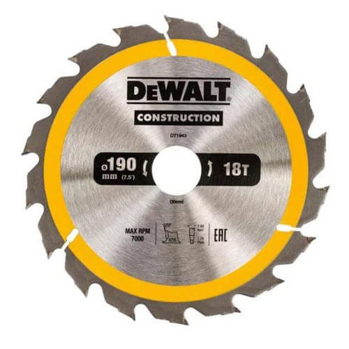 Диск пильний по дереву DeWALT СONSTRUCTION 190x30x18T (DT1943)