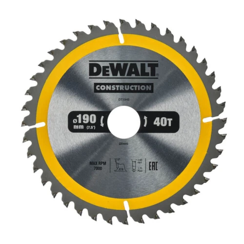 Диск пильний по дереву DeWALT СONSTRUCTION 190x30x40T (DT1945)