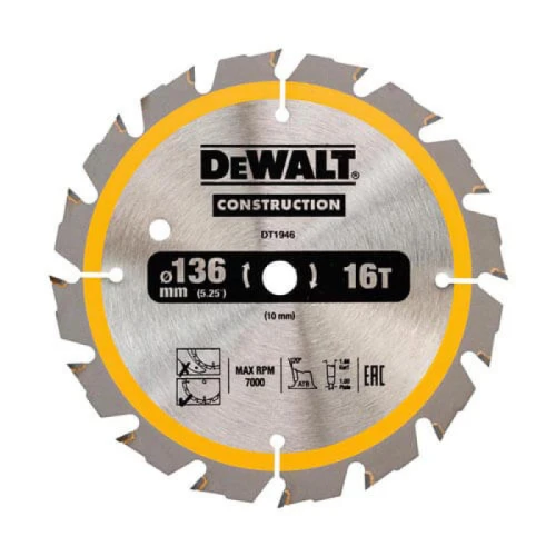 Диск пильный по дереву DeWALT СONSTRUCTION 136x10x16T (DT1946)