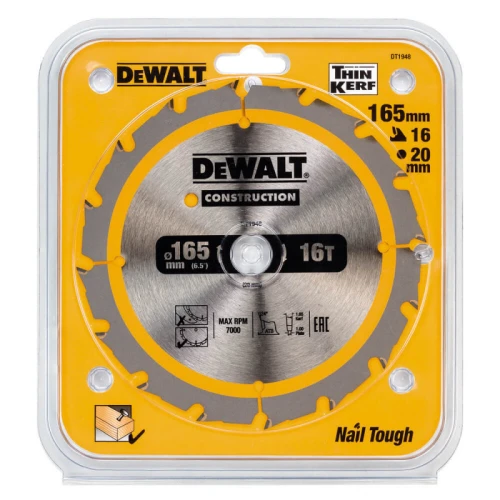 Диск пильний по дереву DeWALT СONSTRUCTION 165x20x16T (DT1948)