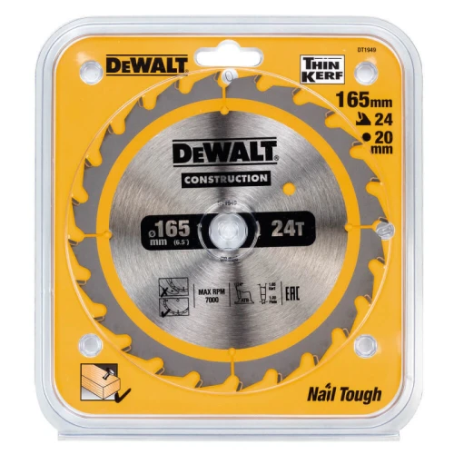 Пильний диск по дереву DeWALT СONSTRUCTION 165x20x24T (DT1949)