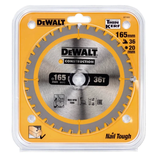 Пильний диск по дереву DeWALT СONSTRUCTION 165x20x36T (DT1950)