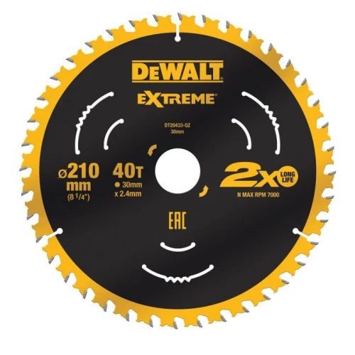 Пильный диск по дереву DeWALT EXTREME 210x30x40T (DT20433)