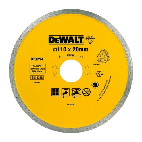Диск алмазний суцільний DeWALT 110x20.0x1.6 мм (DT3714)