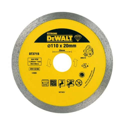 Диск алмазний суцільний DeWALT 110x20.0x1.6 мм (1 шт.) (DT3715)