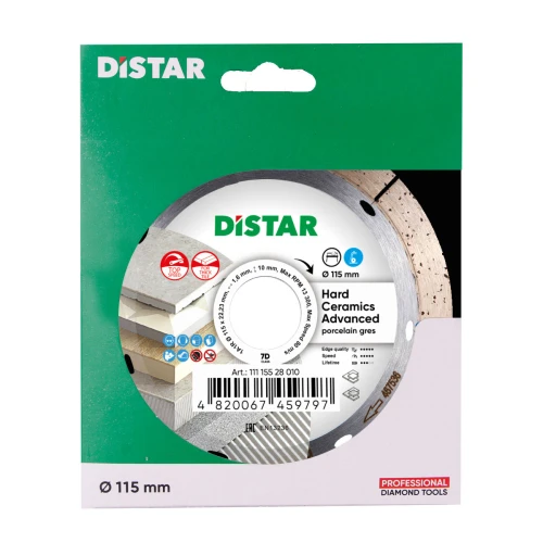 Диск алмазный по керамике Distar 1A1R Hard ceramics Advanced (115x22.2х1.6 мм) (11115528010)