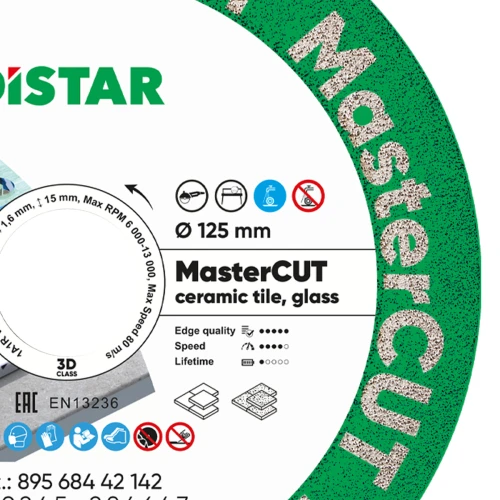 Диск алмазний DI-STAR 1A1R V 125х22.23х1.6 MasterCUT (по кераміці) (89568442142)