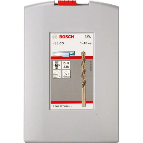 Набор спиральных сверл по металлу Bosch PRO Stainless Steel HSS-Co 1 – 10 мм (19 шт.) (2608587014)