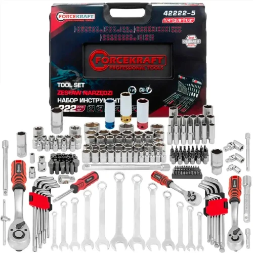 Набір інструментів FORCEKRAFT FK-42222-5 1/2", 1/4", 3/8" 222 предмети