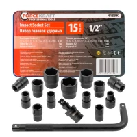 Набор головок ударных с воротком FORCEKRAFT 1/2" 10-32 мм (15 ед.) FK-4159K (СТ-00181310)