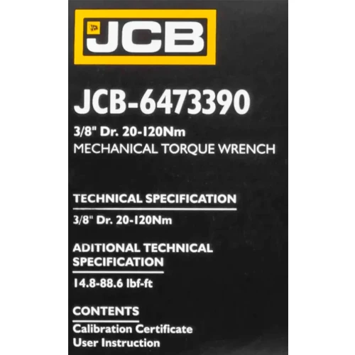 Ключ динамометричний JCB Tools 3/8" JCB-6473390 20–120 Нм 433 мм