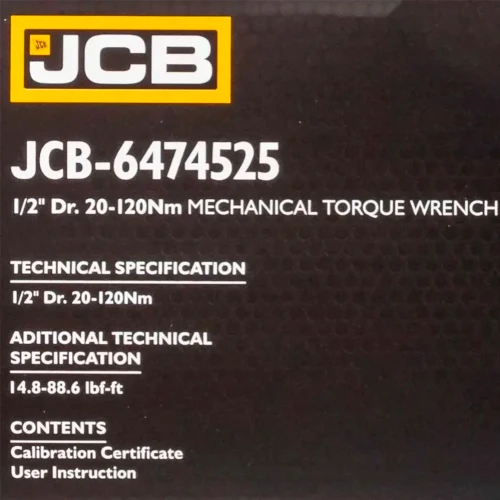 Ключ динамометричний JCB Tools 1/2" JCB-6474525 20–120 Нм 443 мм