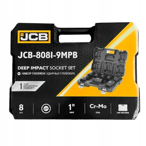 Набір головок ударних подовжених JCB Tools 1" 22–41 мм (8 од.) JCB-8081-9MPB (СТ-00169796)
