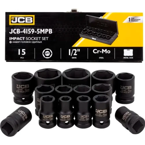 Набір головок ударних JCB Tools 1/2" 10–32 мм (15 од.) JCB-4159-5MPB (СТ-00172465)
