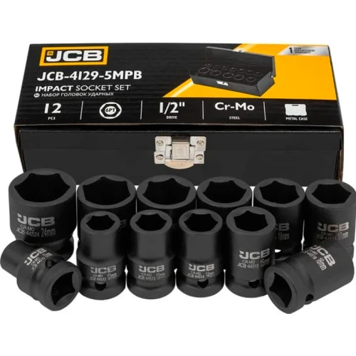 Набір головок ударних JCB Tools 1/2" 10–24 мм (12 од.) JCB-4129-5MPB (СТ-00172467)