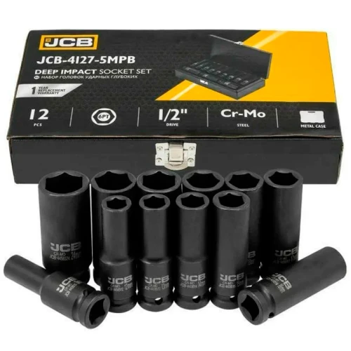 Набір головок ударних подовжених JCB Tools 1/2" 10–24 мм (12 од.) JCB-4127-5MPB (СТ-00172468)