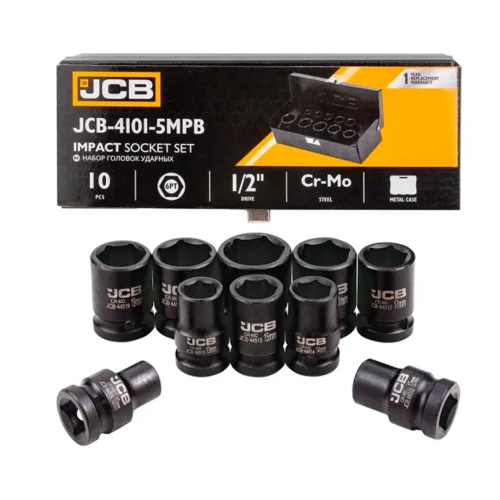 Набір головок ударних JCB Tools 1/2" 10–24 мм (10 од.) JCB-4101-5MPB (СТ-00172469)