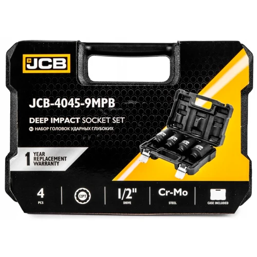 Набір головок ударних подовжених JCB Tools 1/2" 34–41 мм (4 од.) JCB-4045-9MPB (СТ-00172474)