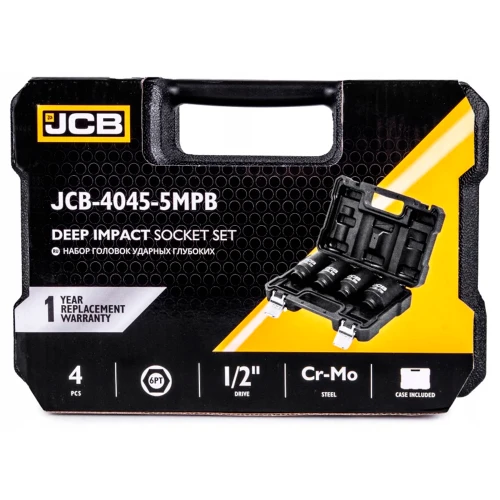 Набір головок ударних подовжених JCB Tools 1/2" 34–41 мм (4 од.) JCB-4045-5MPB (СТ-00172475)