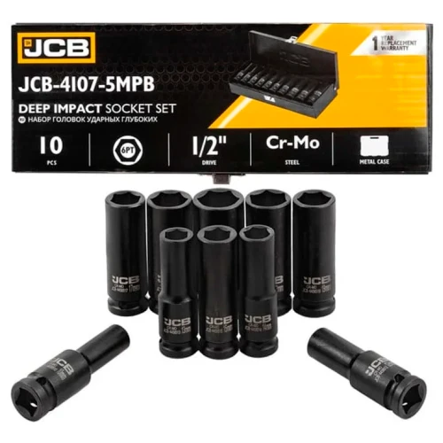 Набір головок ударних подовжених JCB Tools 1/2" 10–24 мм (10 од.) JCB-4107-5MPB (СТ-00172477)