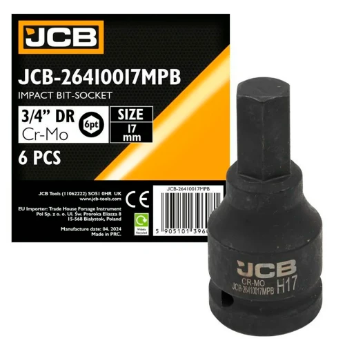 Ударна головка JCB Tools HEX 3/4" 17 мм JCB-26410017MPB (СТ-00172549)
