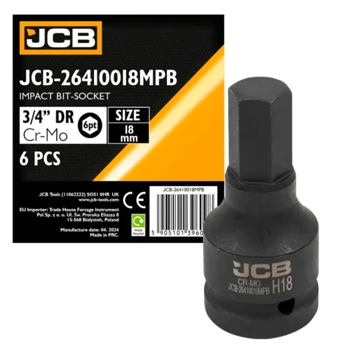 Головка ударна JCB Tools HEX 3/4" 18 мм JCB-26410018MPB (СТ-00172550)