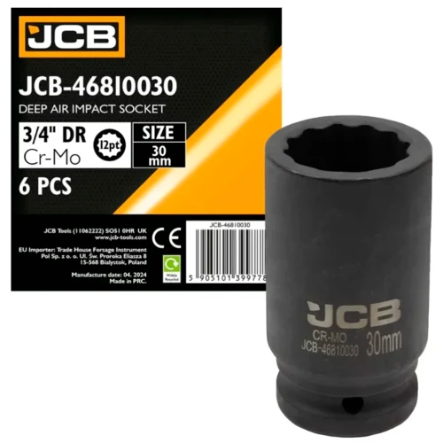 Головка торцева ударна подовжена JCB Tools 3/4" 30 мм JCB-46810030 (СТ-00172641)