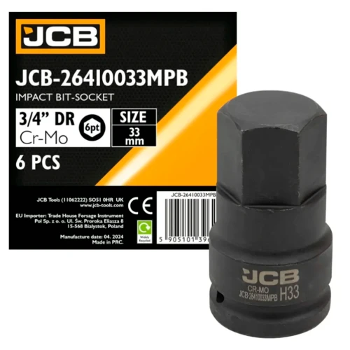 Головка ударна JCB Tools HEX 3/4" 33 мм JCB-26410033MPB (СТ-00172703)