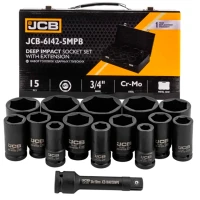 Набір головок ударних подовжених JCB Tools 3/4" 17–65 мм (14 од.) JCB-6142-5MPB (СТ-00173883)