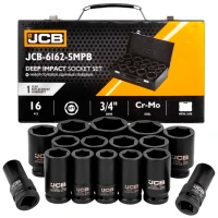Набір головок ударних подовжених JCB Tools 3/4" 17–50 мм (16 од.) JCB-6162-5MPB (СТ-00173884)