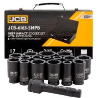Набір головок ударних подовжених JCB Tools 3/4" 17–50 мм (17 од.) JCB-6163-5MPB (СТ-00173885)