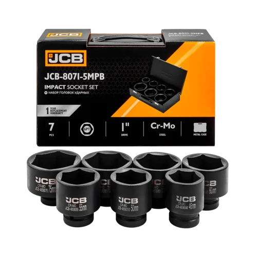 Набір головок ударних подовжених JCB Tools 1" 46–75 мм (7 од.) JCB-8071-5MPB (СТ-00176610)