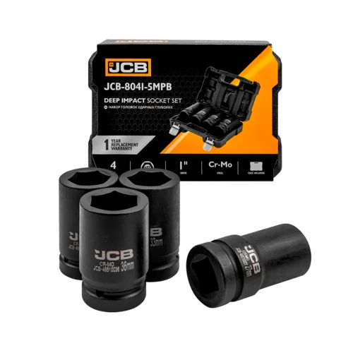 Набір головок ударних подовжених JCB Tools 1" 27–36 мм (4 од.) JCB-8041-5MPB (СТ-00178581)