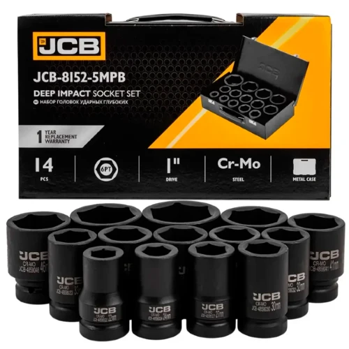 Набір голівок ударних подовжених JCB Tools 1" 22-60 мм (14 од.) JCB-8152-5MPB (СТ-00178587)