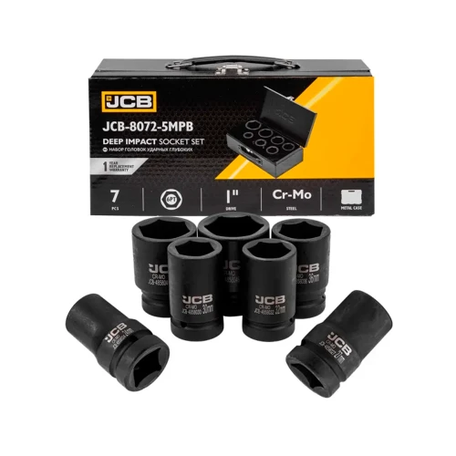 Набір головок ударних подовжених JCB Tools 1" 24–46 мм (7 од.) JCB-8072-5MPB (СТ-00178589)